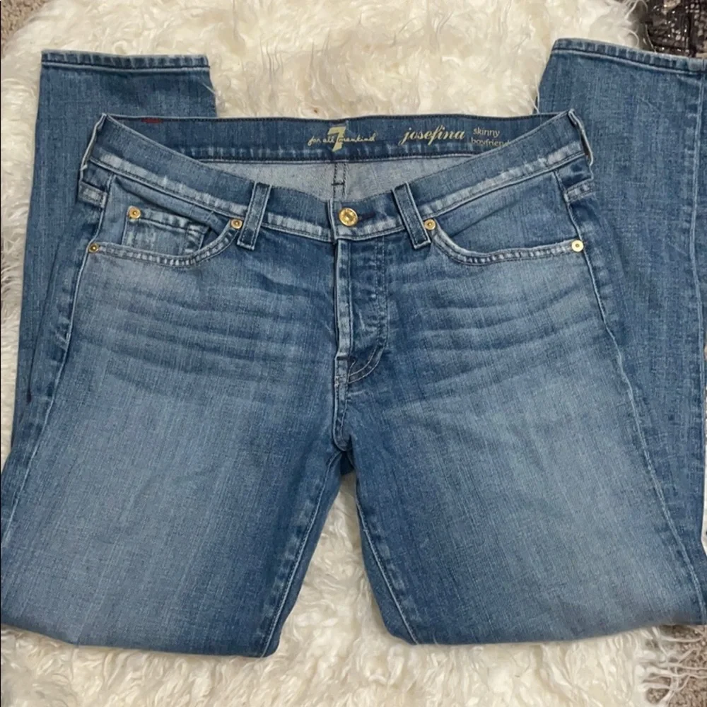7 for all Mankind Josefina Skinny Boyfriend Jeans Relaxed Light Wash